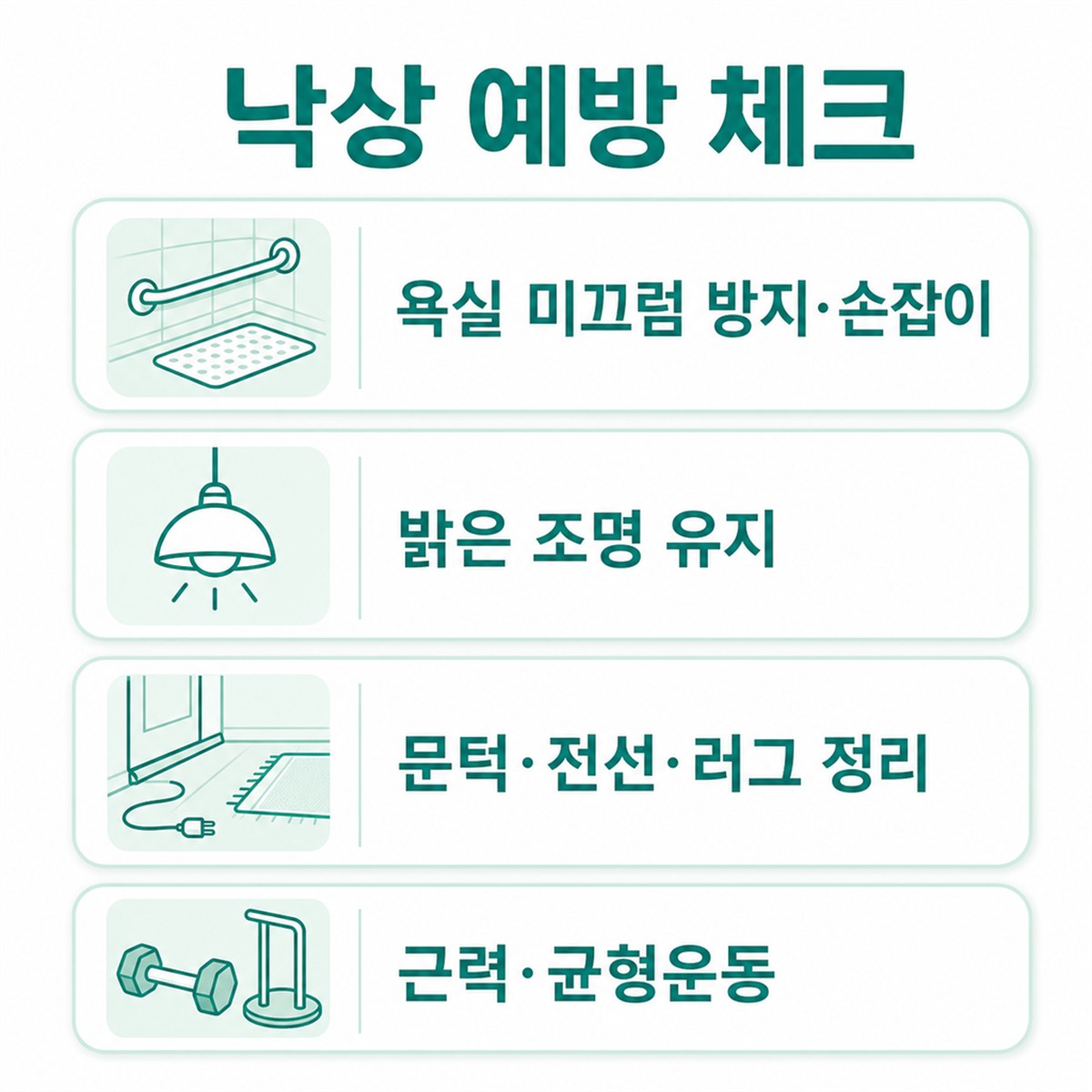 낙상 예방 체크리스트를 정리한 한글 인포그래픽