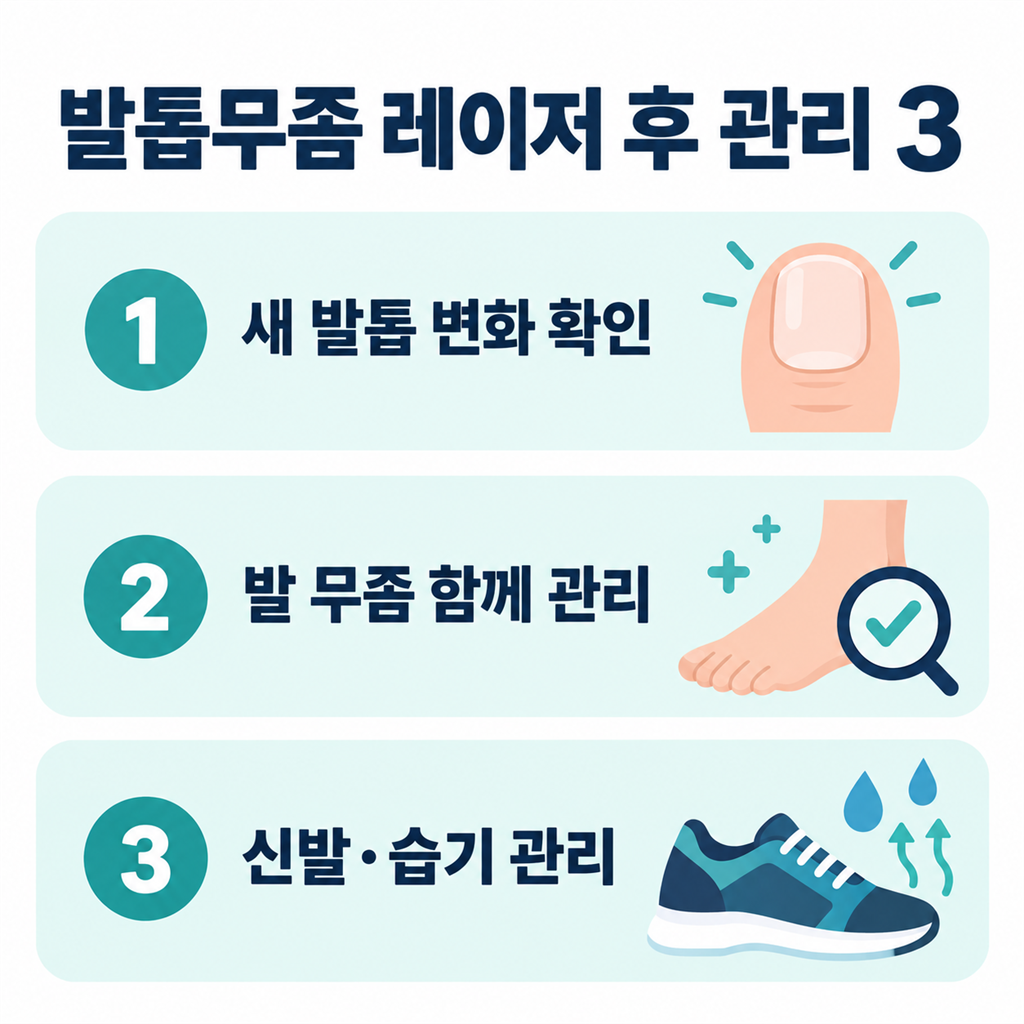 발톱무좀 레이저 후 관리 세 가지를 정리한 안내 카드